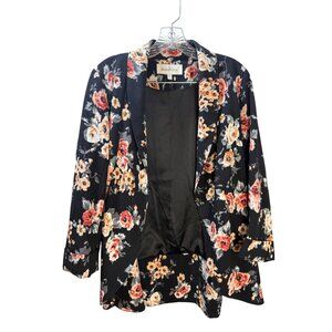 Daniel Rainn Floral Open Front Blazer Jacket Womens M‎ Black Red Beige China